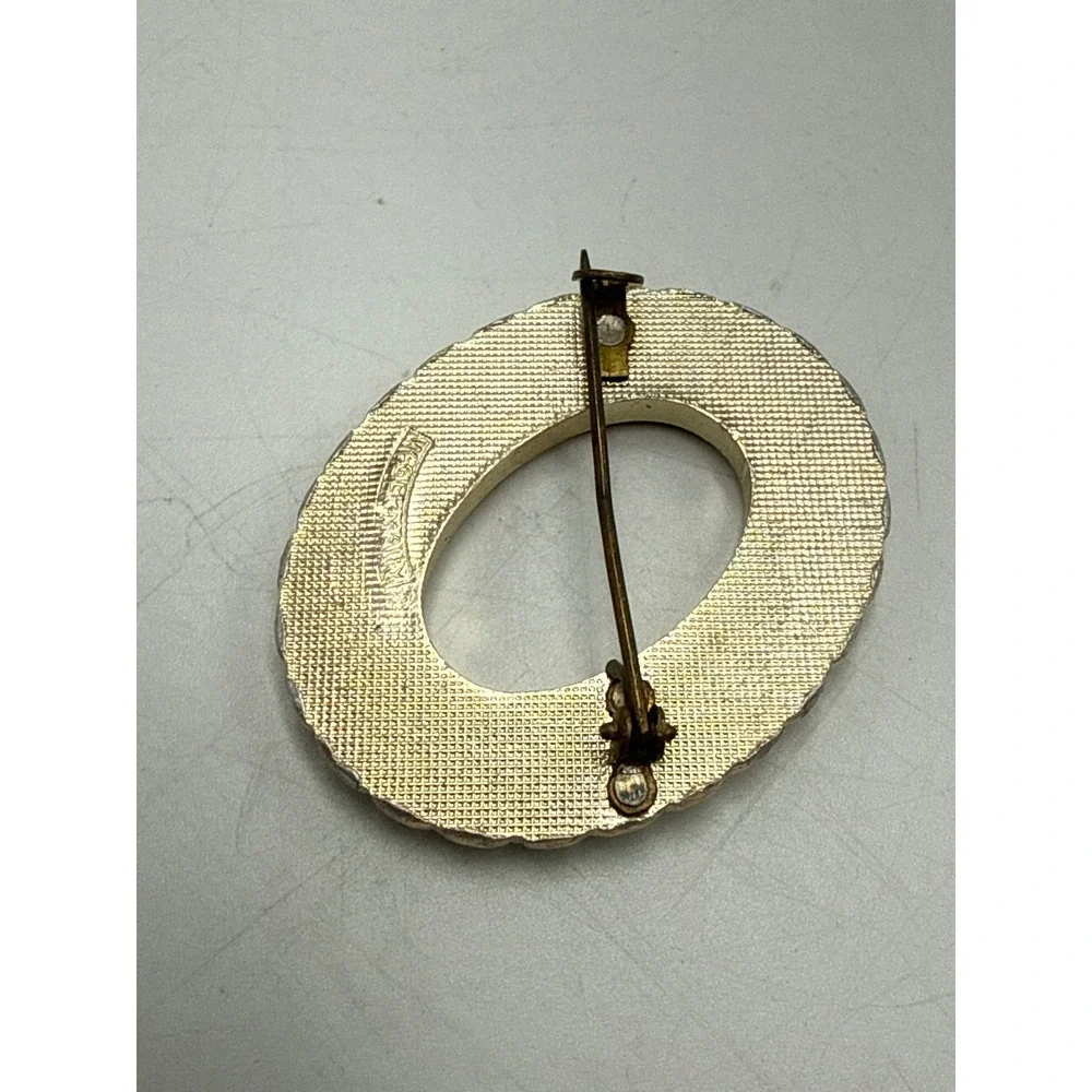 Vintage‎ West Germany Two Tone Oval Sunburst Brooch Gold Silver Tone W Germany